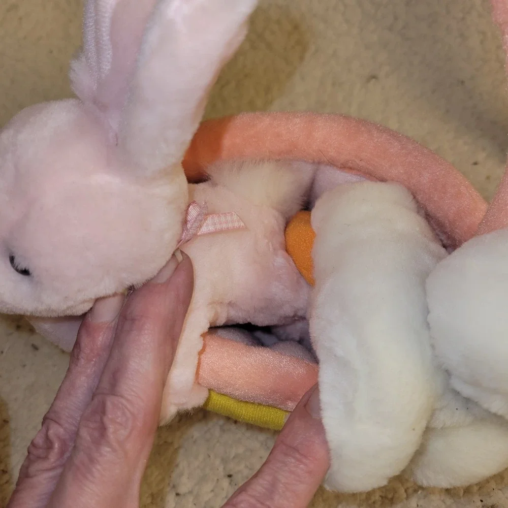 Vintage Style Easter Plush Bunny‎ Duck Basket Set Spring Pastel Decor Small...